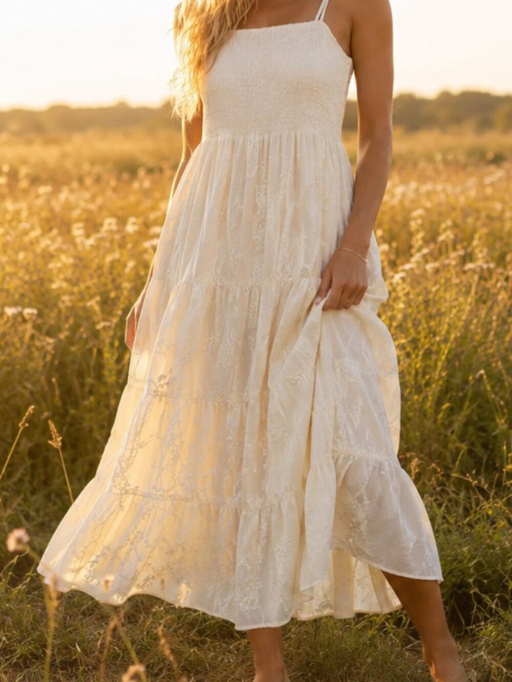 Altar'd State Lace Cream Maxi Sundress